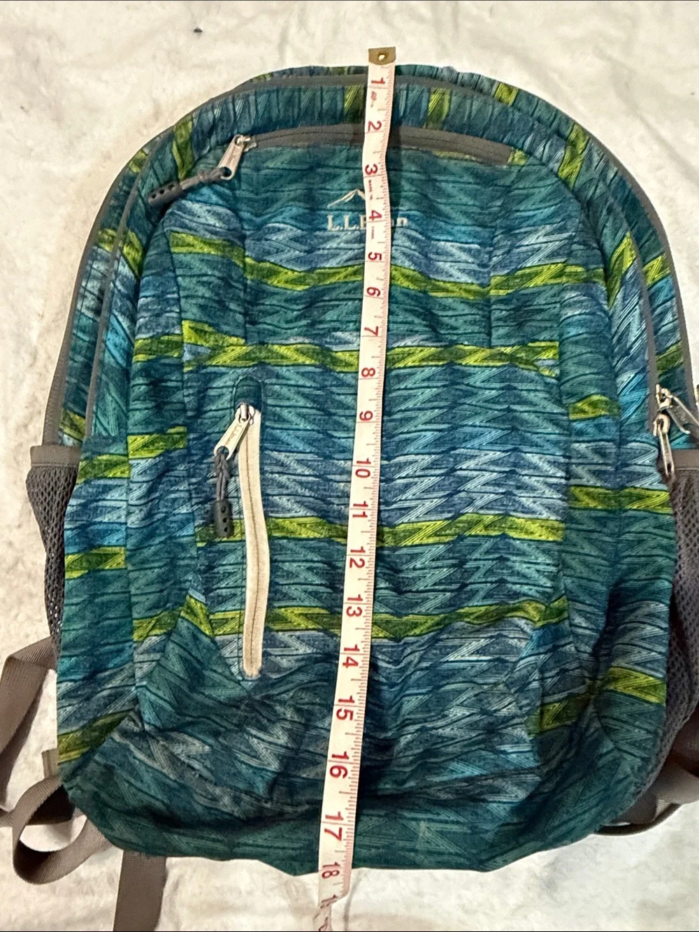 *Vintage* L.L. Bean Teal and Green Striped Backpack